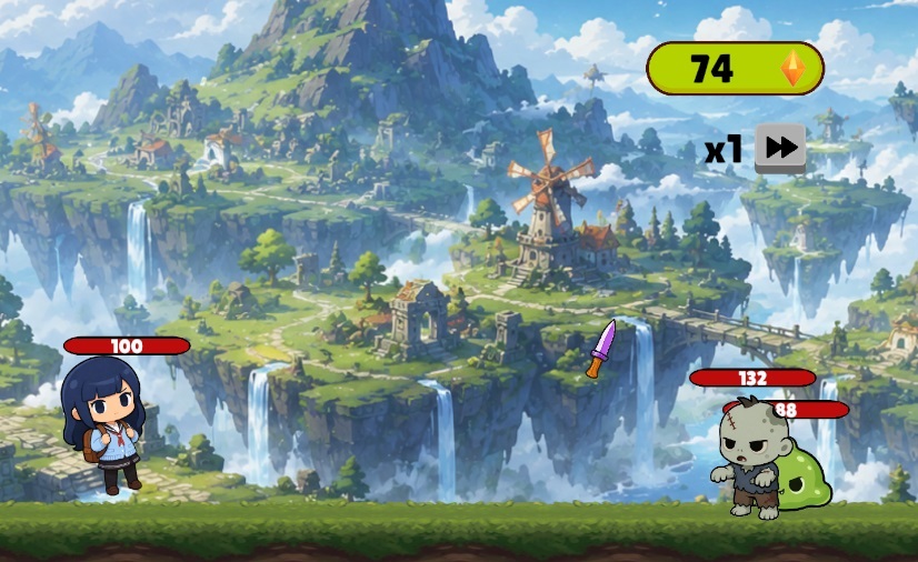 Backpacker Guardians automatic monster battle
